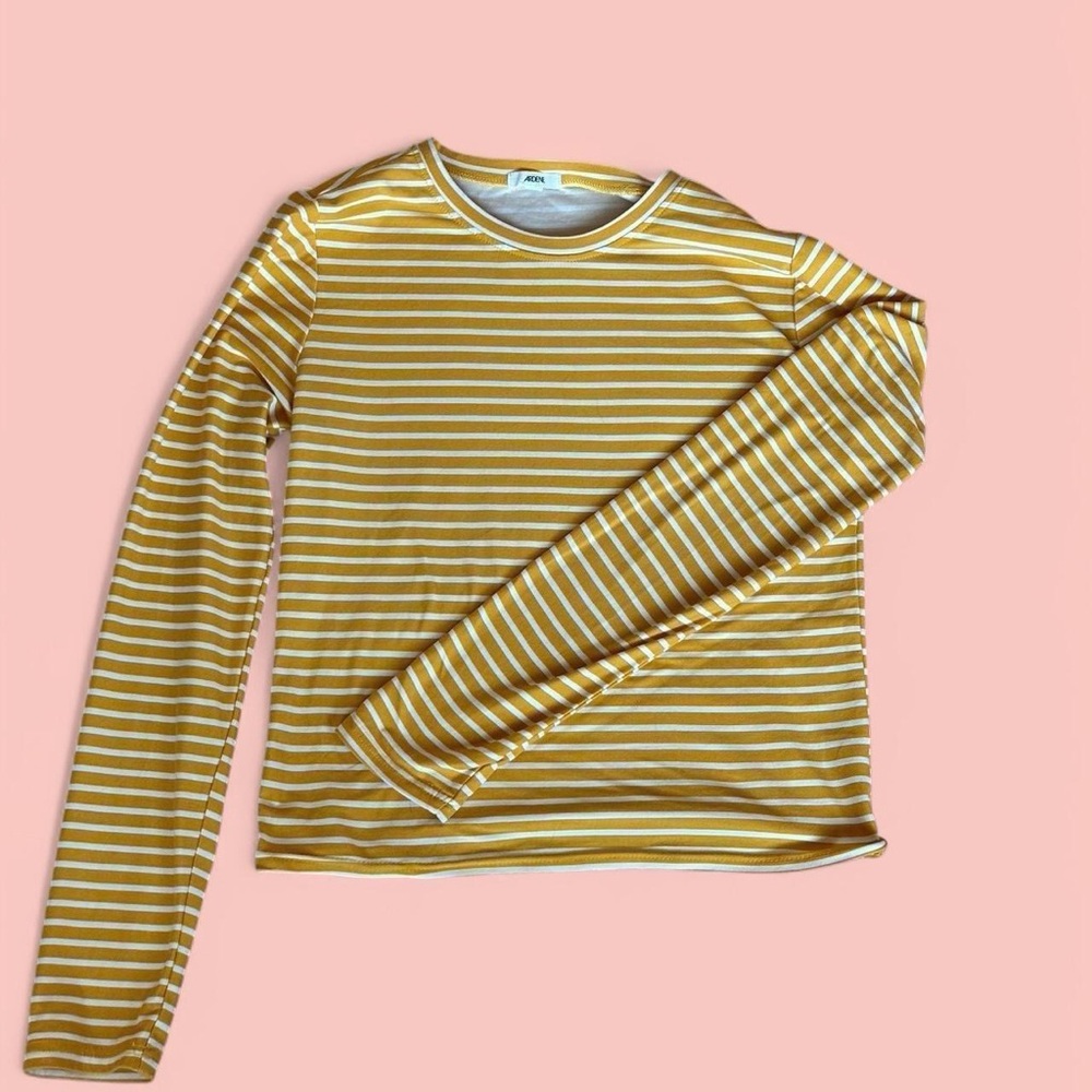 Ardene Yellow & White Striped Crewneck Tee